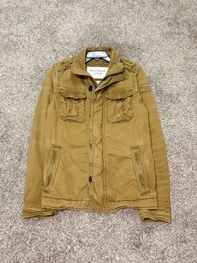Abercrombie Fitch Sentinel Jacket Men L Brown Khaki Utility Field Military Style